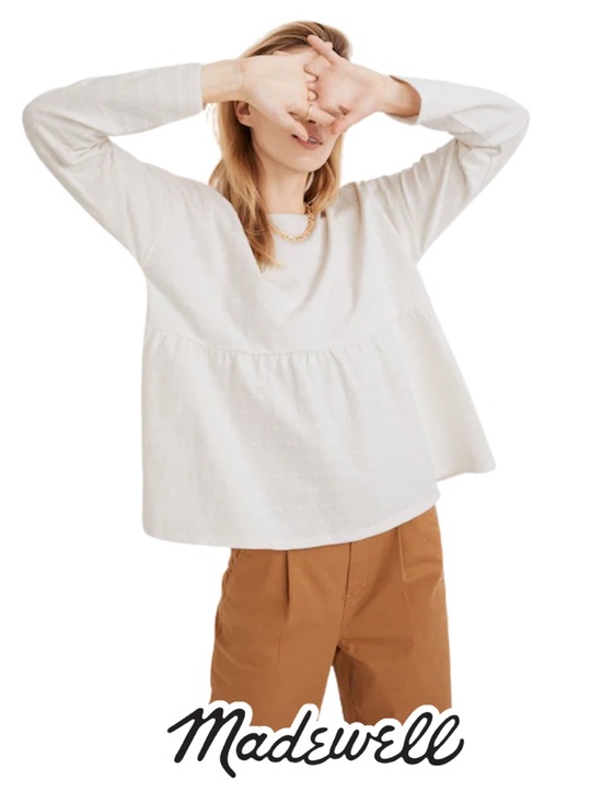 Madewell Tops - Madewell | Jacquard Babydoll Top in Lighthouse Cream - Size S